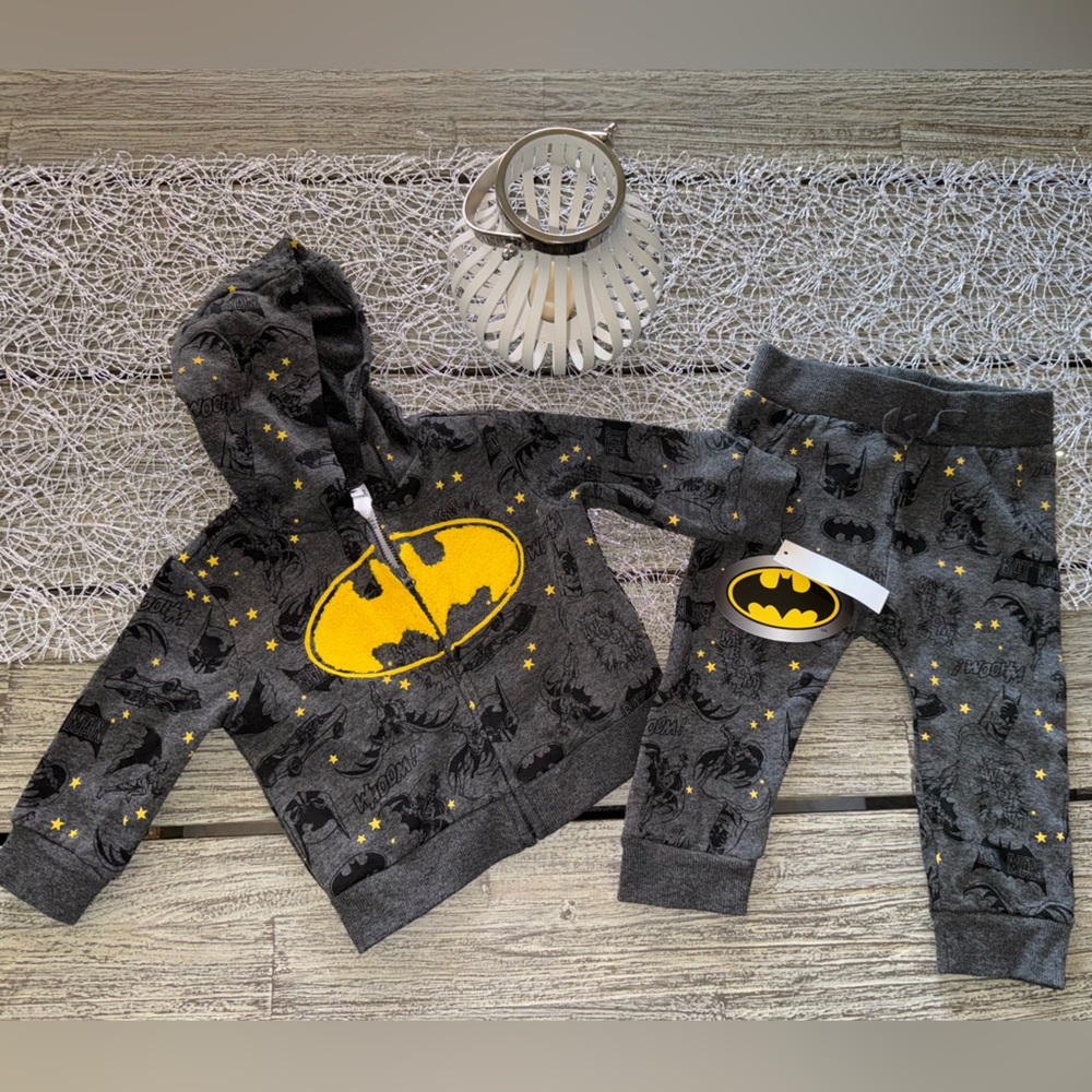 Baby Boys Marvel Batman Sweatsuit, Grey and Black, Sz 12 Months